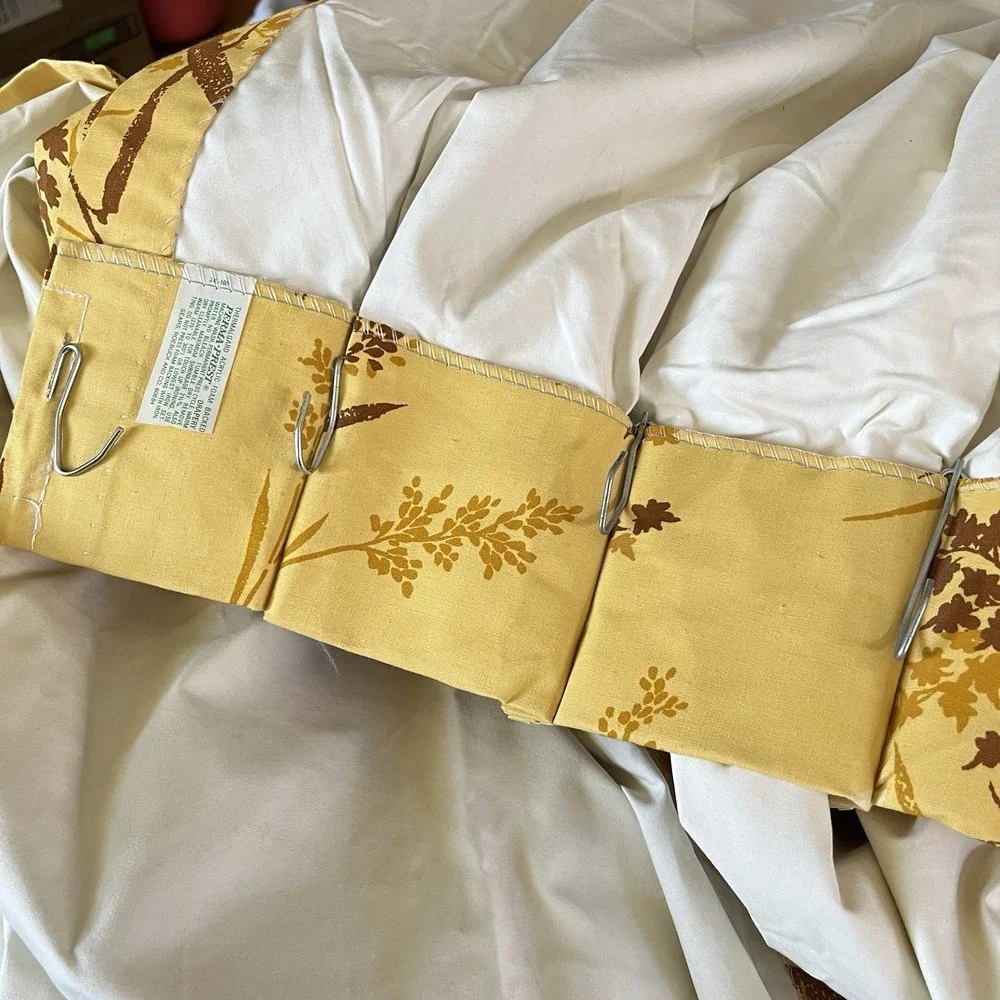VTG‎ Sears Pinch Pleat Curtain Panels Thermalgard Gold Yellow Floral Cottagecore